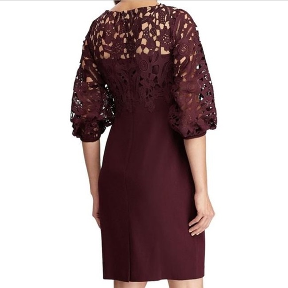 Lauren Ralph Lauren Dresses & Skirts - Lauren Ralph Lauren Dress balloon sleeves lace trim top size 8 lined above knee